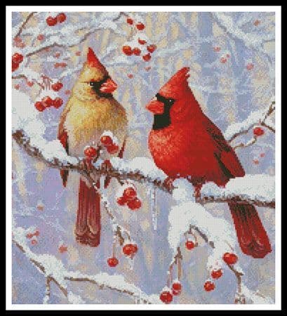 Winter Joy Cardinals (Crop) by Artecy printed cross stitch chart